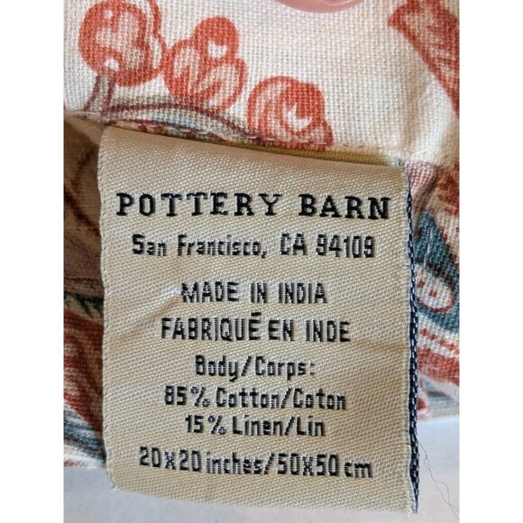 Pottery Barn Napkins Cotton Linen  Set Of 2 Paisley Floral Cloth Colorful 20x20 - Picture 2 of 9